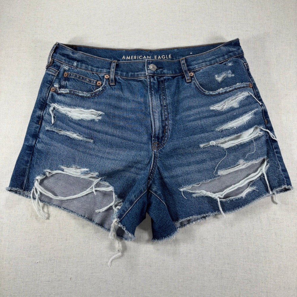 American Eagle Strigid Perfect Short Denim Jean Distressed Cutoff‎ Size 10